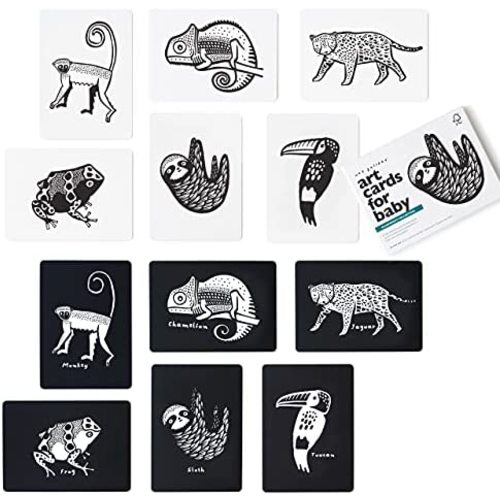 Wee Gallery Black and White Art Flash Cards for Babies, High Contrast Educational Animal Picture Cards, for Visual Stimulation, Brain and Memory Development in Infants and Toddlers (0-24 Months)