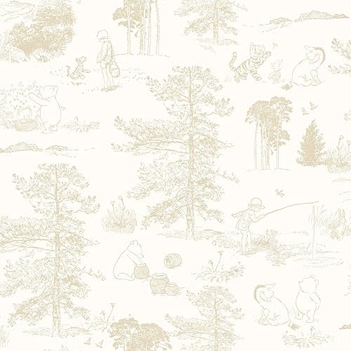 Disney Winnie The Pooh Toile Beige Peel & Stick Wallpaper by RoomMates, RMK12622RL