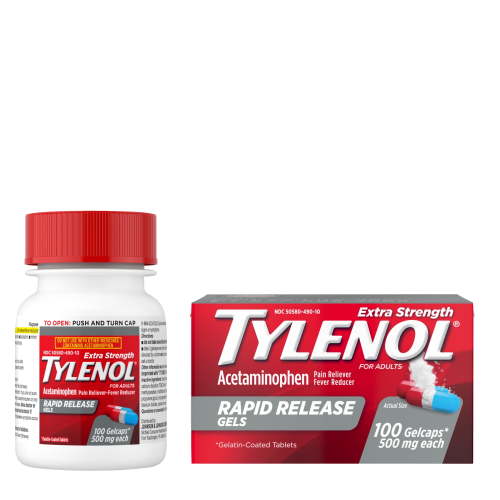Tylenol Extra Strength 500 mg Acetaminophen Rapid Release Gels, 100 Count HSA/FSA Eligible