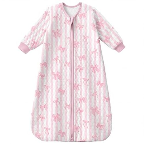 Yoofoss Baby Sleep Sack 0-6 Months 1.0 Tog Long Sleeve Sleep Sack Organic Cotton Wearable Blanket for Newborns 2-Way Zipper Quilted Sleeping Sacks(Small)