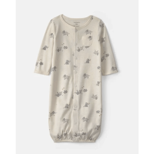 Baby Elephant 100% Cotton Sleeper Gown - Cream | Carter's