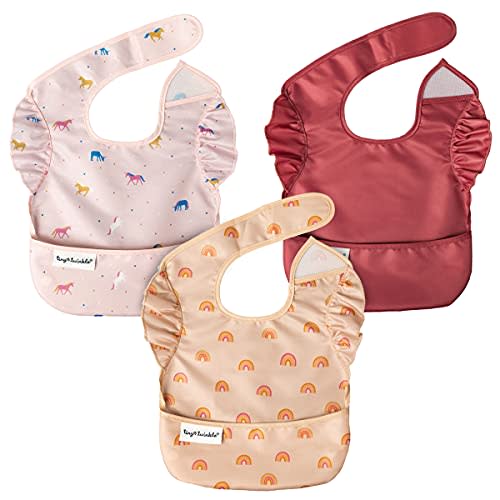 Tiny Twinkle Mess-Proof Easy Bib 3 Pack - Baby & Toddler Waterproof Bib with Adjustable Closure, 6-24 Months