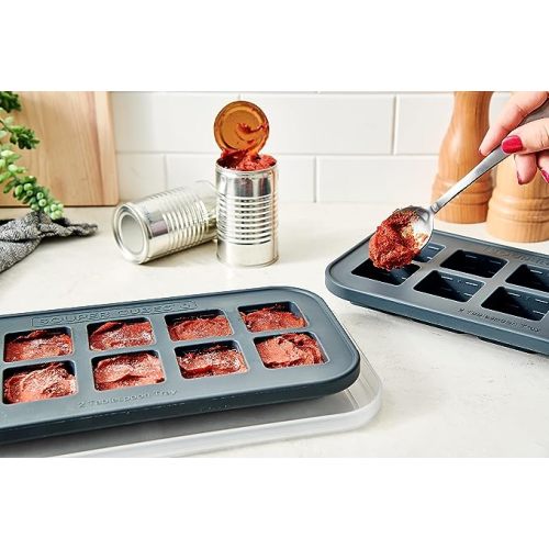 Souper Cubes 2 Tbsp Silicone Freezer Molds with Lids, Charcoal, 2-Pack