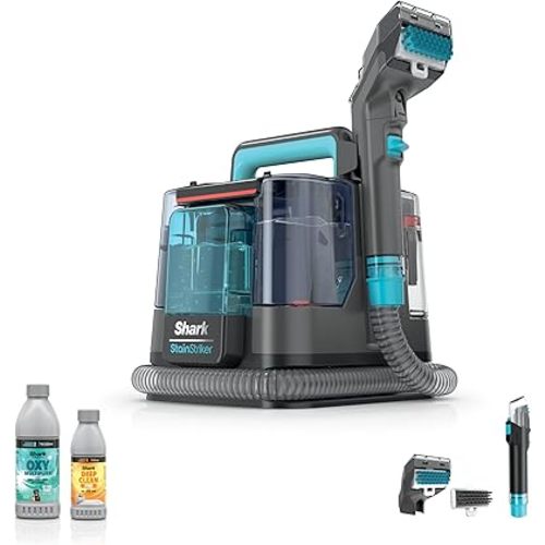 Shark StainStriker Portable Carpet & Upholstery Cleaner w/on board self cleaning - Spot, Stain, & Odor Eliminator, Includes 2 Cleaning Tools & 2 Cleaning Solutions, Charcoal, PX221BRN