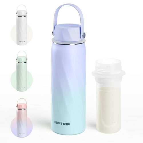 HEYTRIP Portable Breastmilk Cooler - 20oz Stainless Steel Milk Chiller Bottle for Travel & Work | Reusable Breastmilk Storage Container, 36+ Hour Cooling, TSA Approved | Violet Aurora
