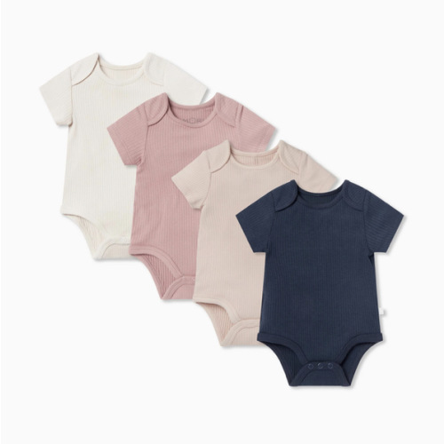 Ribbed Short Sleeve Bodysuit 4 Pack
