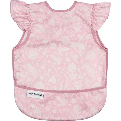Tiny Twinkle Mess Proof Baby Bib for Girls | Waterproof Toddler Bib for Eating | Baby Apron for Feeding | Machine Washable | Perfect Shower Gift (Toile, 6–24M)