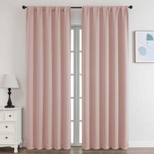 OVZME Blush Blackout Curtains for Bedroom 84 Inch Long 2 Panels Set, Thermal Insulated Drapes with Dual Rod Pocket for Living Room Privacy, W50 x L84 Inch