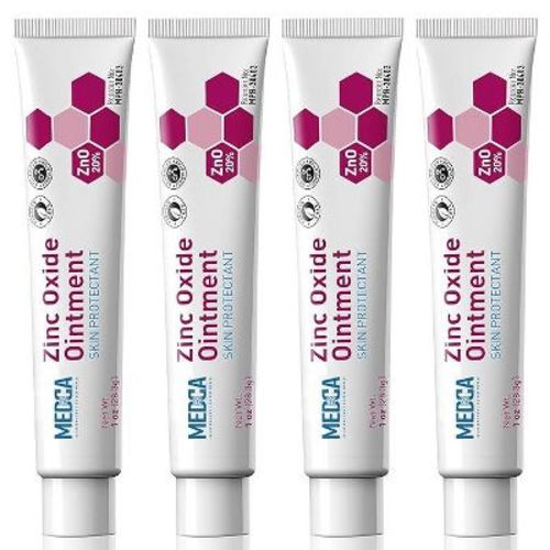 High-Potency 20% Zinc Oxide Ointment – 4 Pack 1 oz Tubes, Baby Diaper Rash Cream & Gentle Skin Protectant, Hypoallergenic, Soothing & Long-Lasting