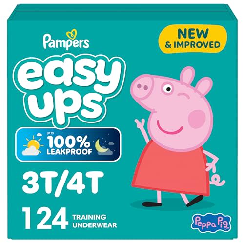 Pampers Easy Ups Training Underwear Peppa Pig Size 5 3T-4T, 124 Count (Packaging May Vary)