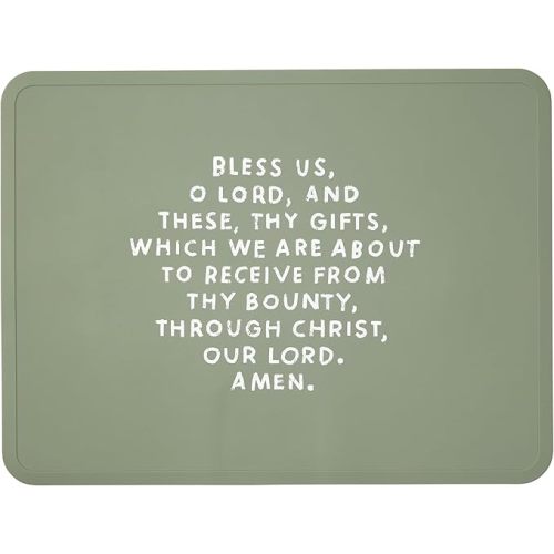 Silicone Placemats for Kids and Toddlers, BPA-Free Non-Slip Baby Placemat, Baby Baptism Gift (Sage Green)