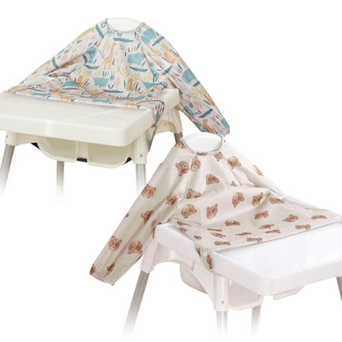 CoolaPeach Long Sleeve Baby Bib - Mess-Proof Feeding Bibs for Babies - Adjustable, Waterproof, and Highchair/Table Attachment