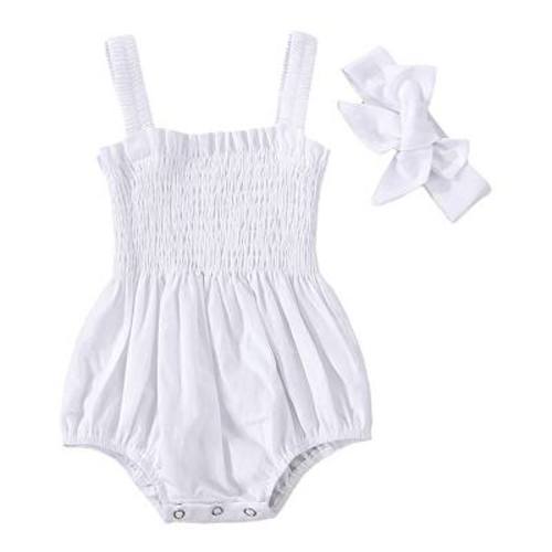Baby Girls Smocked Romper with Headband