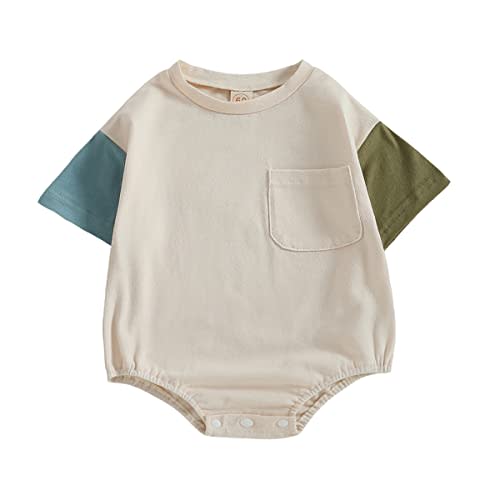 Twopumpkin Baby Bubble Romper Boy Girl Oversized Farm Onesie Retro Rompers Short Sleeve Shirts Summer Clothes Cute Outfits