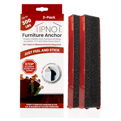 Adhesive Furniture Anchor, No-Drill, Aesthetic & Invisible Once Installed, Anti-Tip Furniture Safety Anchor to Childproof and Babyproof Your Home, Holds Up to 300 Pounds, 2-Pack