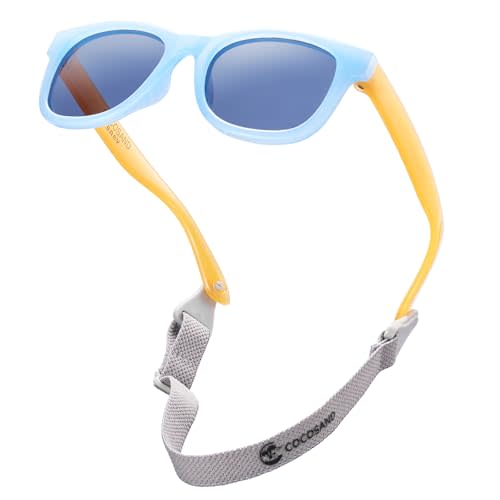 COCOSAND Flexible Polarized Baby Sunglasses with Strap UV Protection for Toddler Infant Girl Boy Age 0-24 Months