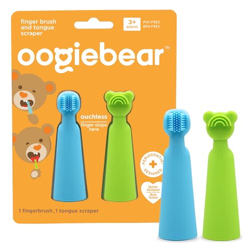 oogiebear Baby Finger Brush & Tongue Scraper - Gentle Oral Care, Soft Silicone, BPA-Free, for Infants & Toddlers
