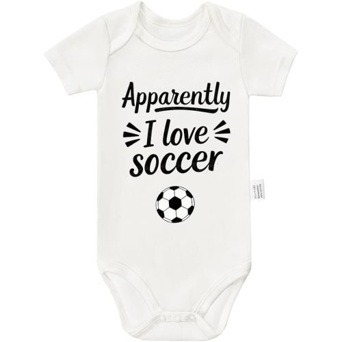 Apparently I Love Soccer Bodysuit, Gender Neutral Baby Clothes, Infant Fashion Short Sleeve Outfit 0-24 Months