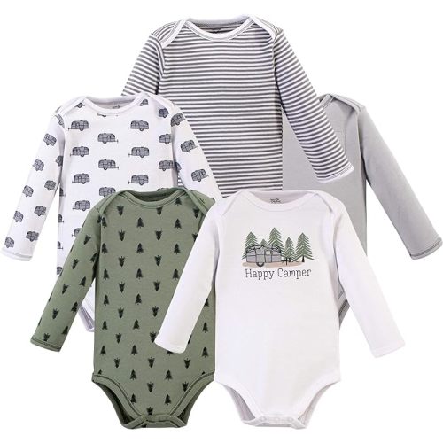 Touched by Nature Unisex Baby Organic Cotton Long-Sleeve Bodysuits - Happy Camper, 18-24 months