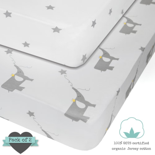 Organic Cotton Jersey Crib Sheet - Elephant - My Little North Star