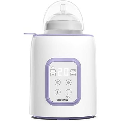GROWNSY Bottle Warmer, 8-in-1 Fast Baby Bottle Warmer for Breastmilk or Formula, Smart Temperature Control and Automatic Shut-Off Milk Warmer, Baby Essentials for Newborn- Purple