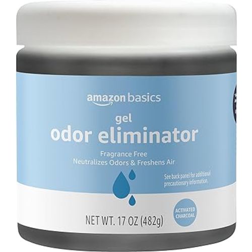 Amazon Basics Gel Odor Eliminator, Activated Charcoal, Fragrance Free, 17 Oz, Pack of 1