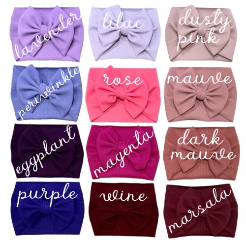 Solid Color Big Bow Baby Stretchy Headband - Newborn to Toddler Soft Headwrap - Baby Shower Gift for Mom to be