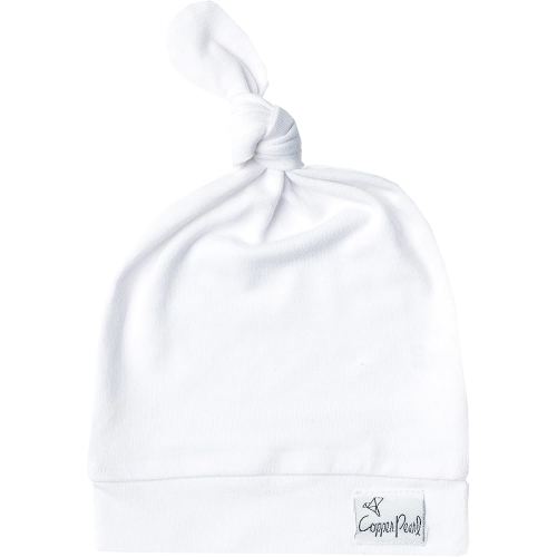 Copper Pearl Baby Beanie Hat Top Knot Stretchy Soft Dove