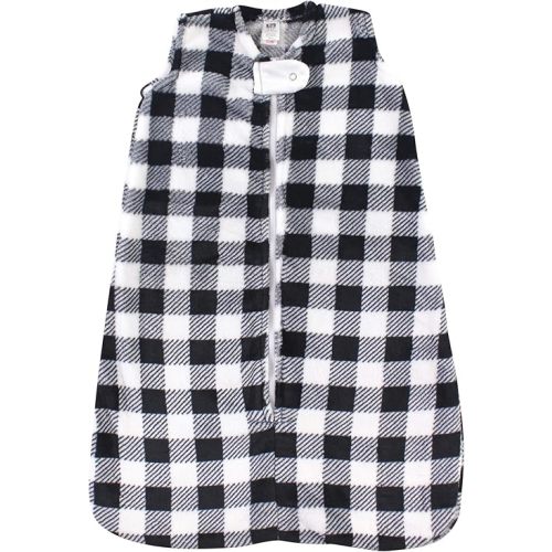 Hudson Baby Unisex Baby Plush Sleeping Bag, Sack, Blanket, Black Plaid, 0-6 Months