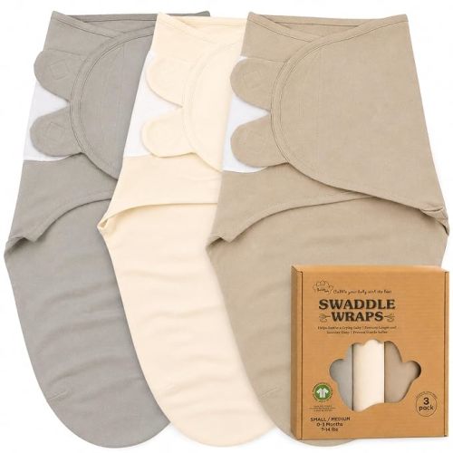 Bublo Baby Swaddles for Newborns – 3-Pack Infant Swaddles 0-3 Months – Adjustable Swaddle Sleep Sack – Soft Organic Cotton Baby Wrap for Safe & Cozy Sleep (Solid Grey)