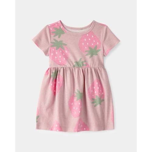 Baby Girl Strawberry Short-Sleeve Dress - Pink | Carter's