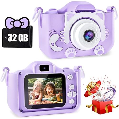 Kids Camera Toys for 3 4 5 6 7 8 9 10 11 12 Years Old Boys/Girls, Kids Digital Camera for Toddler with Video, Birthday Festival for Kids, Selfie Camera, 32GB TF Card