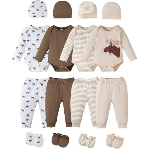 Newborn Baby Boys Clothes Outfits Funny Pattern Romper Pants Set Infant Unisex Baby Clothing 12Pcs