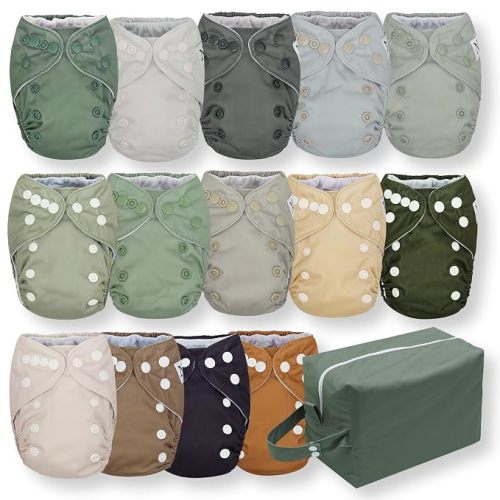 Nora's Nursery Newborn All in One Cloth Diapers | 14 Pack | Washable