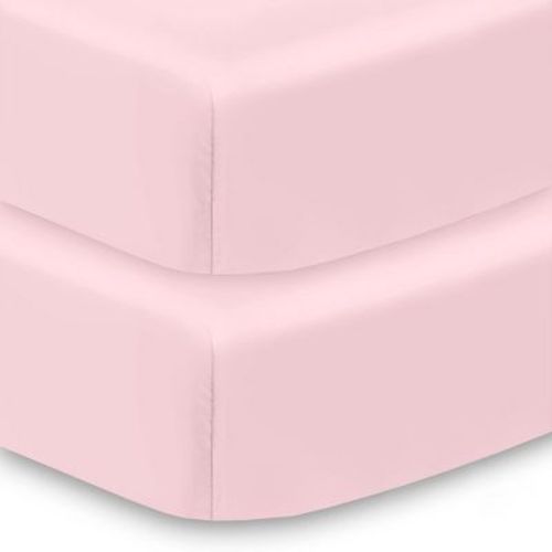 Breathablebaby All-in-one Fitted Sheet & Waterproof Cover, For 52" X 28" Crib Mattress (2-pack), Light Pink