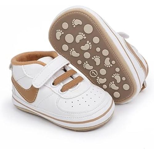 Clowora Unsex Baby Shoes Boys Girls Infant Sneakers Non-Slip Soft Rubber Sole Toddler Crib First Walker Lightweight Shoes
