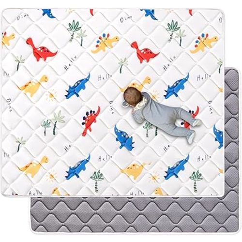 Odorless Premium Foam Baby Play Mat 59" x 59", Soft Microfiber Fabric Crawling Mat for Floor- Comfortable and Hypoallergenic, Non-Slip Cushioned Floor Playpen mat for Infants,Babies,Toddlers