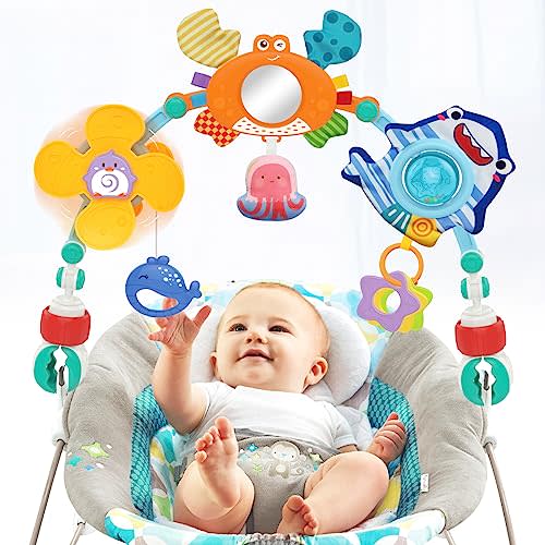 Baby Stroller Car Seat Toys: Adjustable Stroller Arch Carseat Toys Baby Infant Newborn Toys 0-3 0-6 Months - Montessori Sensory Travel Crib Bouncer Bassinet Activity Toys for Boy Girl 0 3 6 9 12 Month