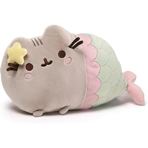 GUND Pusheen Mermaid Plush, Stuffed Animal for Ages 8 and Up, Green/Pink, 12”