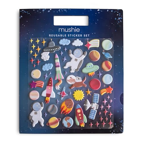 mushie Reusable Sticker Book Set (Space) | 100+ Removable Puffy Stickers | Arts & Crafts Activity for Kids | Ages 3+