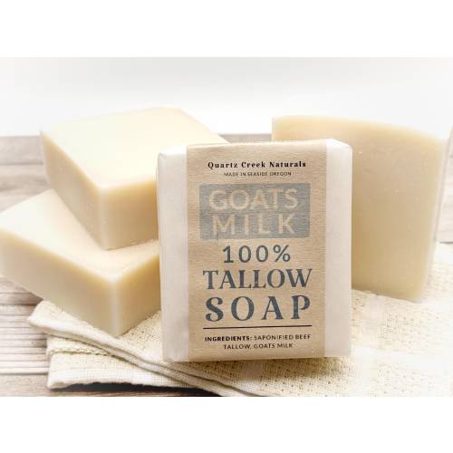 Pure Tallow & Goat Milk Soap / Unscented 100% Grass Fed Beef Tallow Soap Bars Body Face Hands Everyday Soap Gentle, non toxic fragrance free