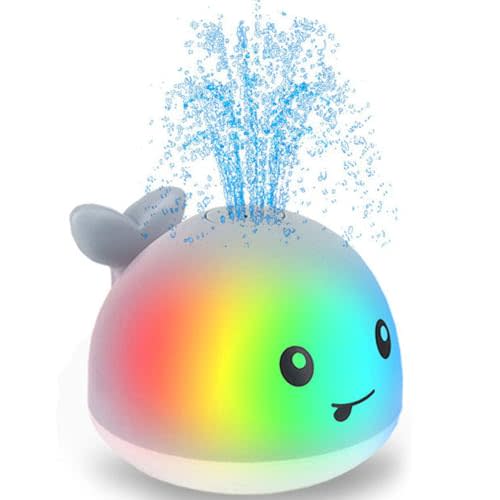 ZHENDUO Baby Bath Toys, Whale Automatic Spray Water Bath Toy, Induction Sprinkler Bathtub Shower Toys for Toddlers Kids Boys Girls, Pool Bathroom Toy for Baby (Gray)