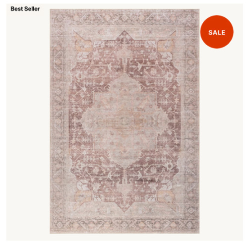 Ava Vintage Persian Spill Proof Washable Rug | Pale Pink – Rugs USA