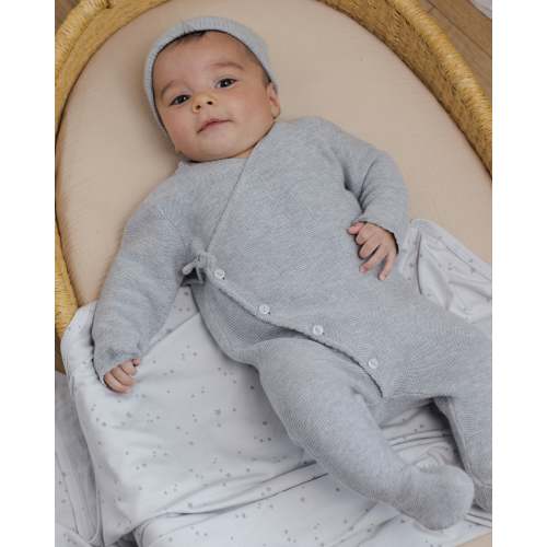 Wrap Knit Footie Heathered Natural