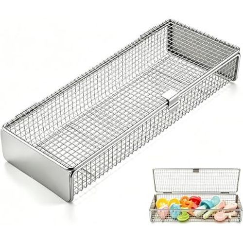Dishwasher Basket, 304 Stainless Steel Dishwasher Basket for Baby Items/ Utensil/ Small Items, Fine Mesh Dishwasher Utensil Organizer, 1650°F Heat-Resistant & Durable