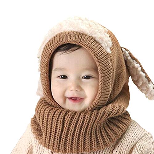 Scarf Woolen Earflap Hood Warm Skull Knit Caps,Crochet Earflap Pilot Hats Beanie Cap for Toddlers Baby Girls and Boys