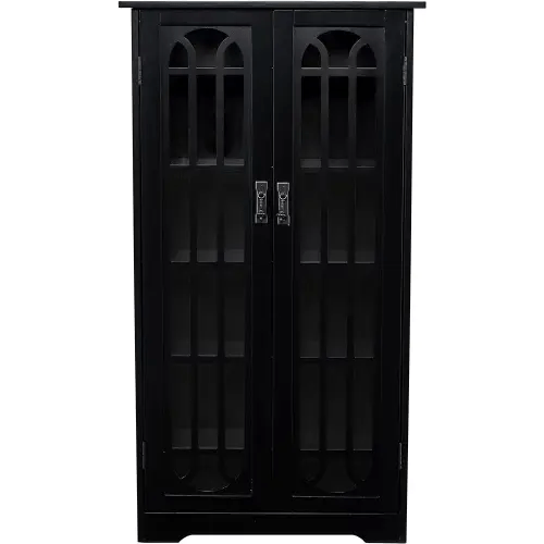 SEI Furniture Window Pane Media Cabinet, Black