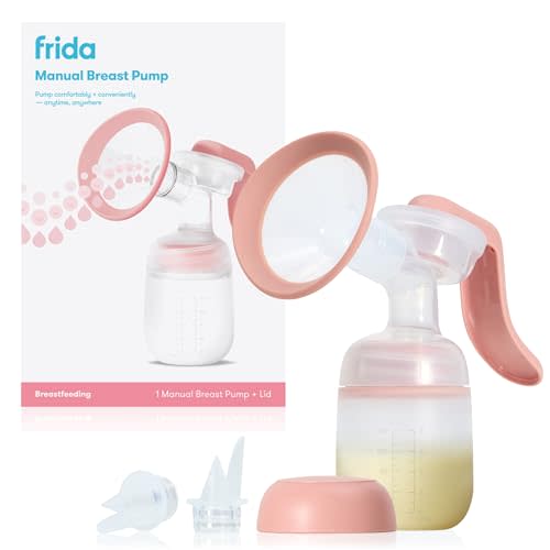 FridaMom Manual Breast Pump, Portable Hand Breast Pump with SoftFeel Flange | Ergonomic Handle for Comfortable Milk Expression, Breastfeeding Essential for Nursing Moms