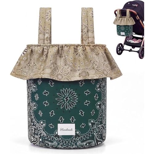 Ruffle Stroller Bag with Handles, Weekend Green