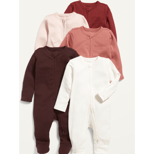 Unisex 2-Way-Zip Footie Sleep & Play One-Piece 5-Pack for Baby